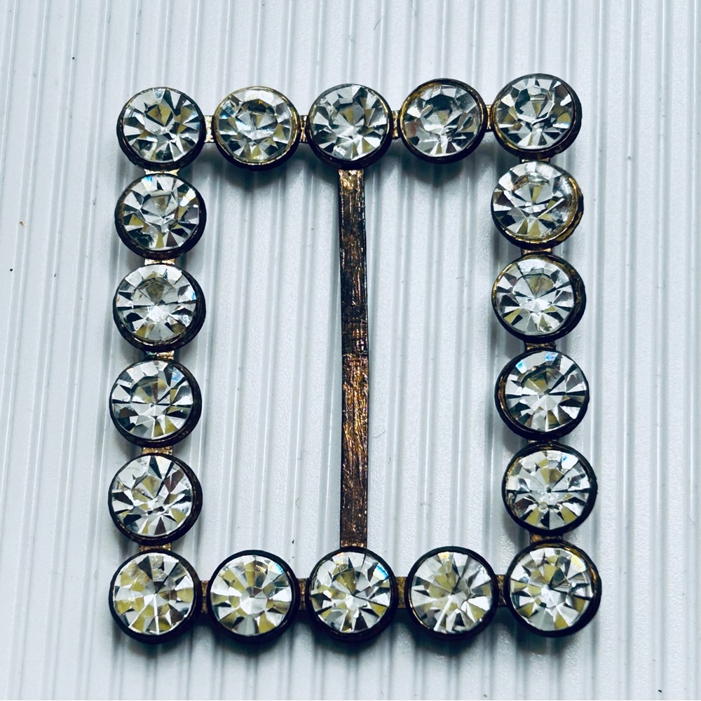 Antique ANN Rhinestone Scarf/Belt Buckle Accent in Clear Crystal
